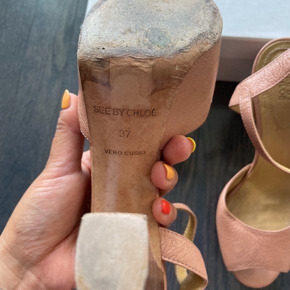 See By Chloé Light Pink Chunky Block Sandals EU 37 - Picture 6 of 7